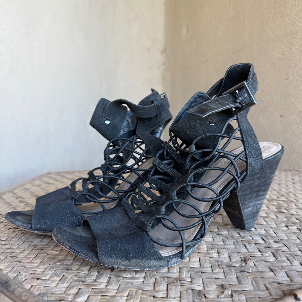 Vince Camuto Gladiator Sandals Evel Women 8 Dressy Evening Caged Strap Cone Heel